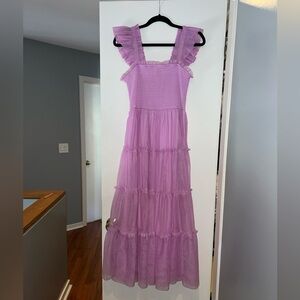 Vicicollection “Fairytale Love Tulle Smocked Tiered Midi Dress”